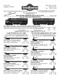 N F7A & F7B Locomotives, N 70 Ton Flat Cars, N 70 Ton Bulkhead Flat Cars