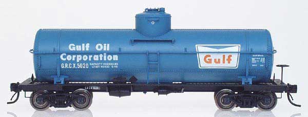Train Quest Gulf Oil - Blue ACF Type 27 Riveted 10,000 Gallon Tank Car