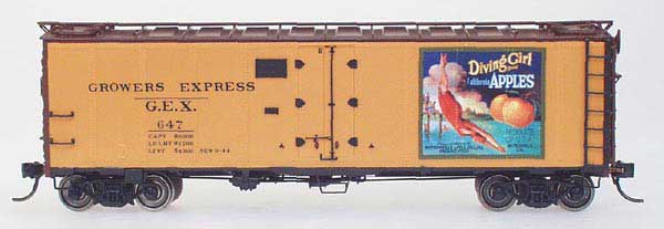 YesterYear Models Growers Express - Diving Girl Apples, yellow R-40-23 Refrigerator Car