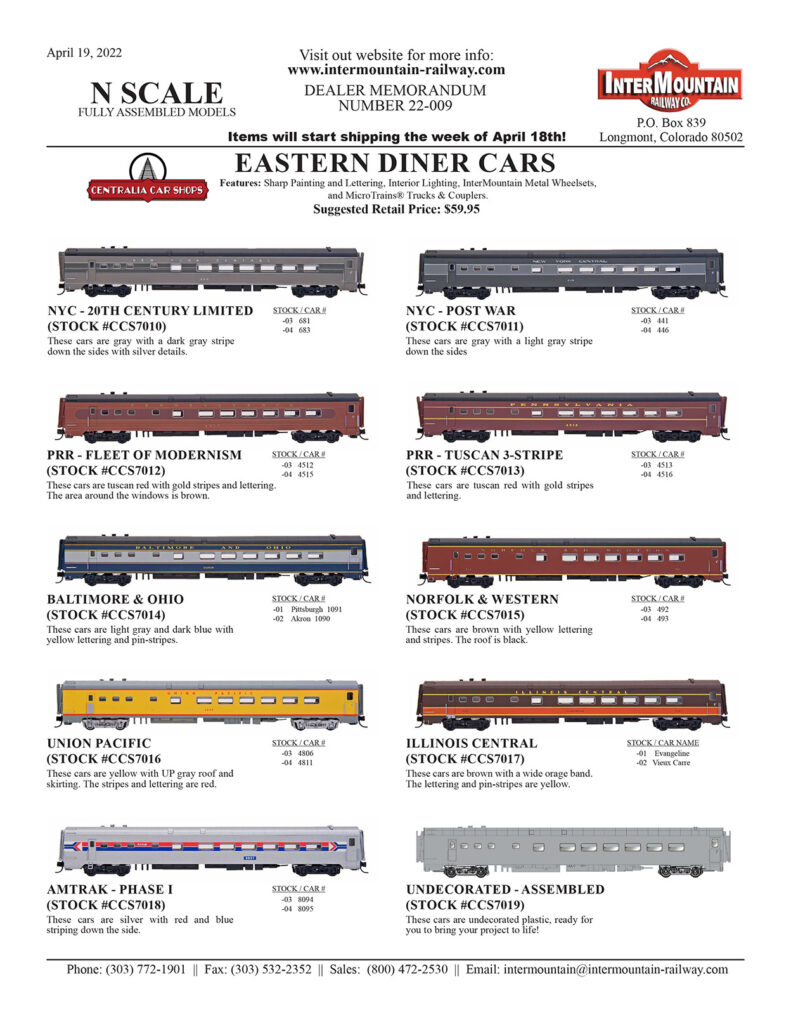 NYC PRR Baltimore & Ohio Norfolk & Western Union Pacific Illinois Central Amtrak Phase 1 Undecorated